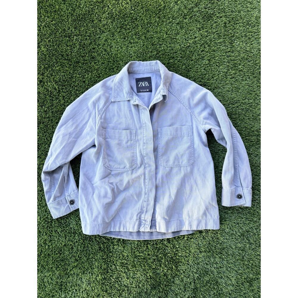ZARA Lyocell Chambray Utility Overshirt Womens Size M - Picture 3 of 5
